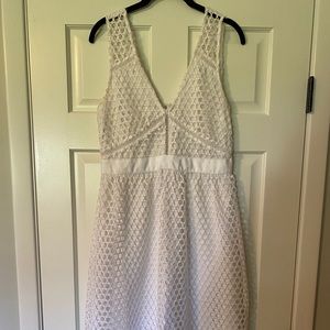 White crochet lace midi dress